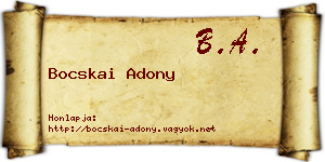 Bocskai Adony névjegykártya